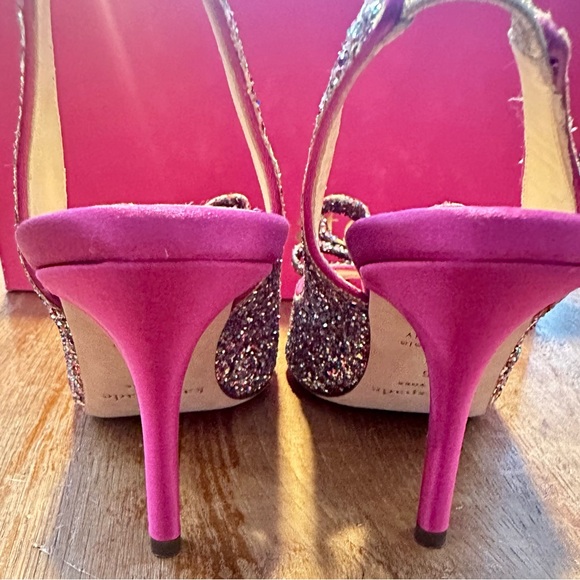 NWB KATE SPADE Hot Pink Multi Glitter Bow Heels US 6 - Picture 7 of 11